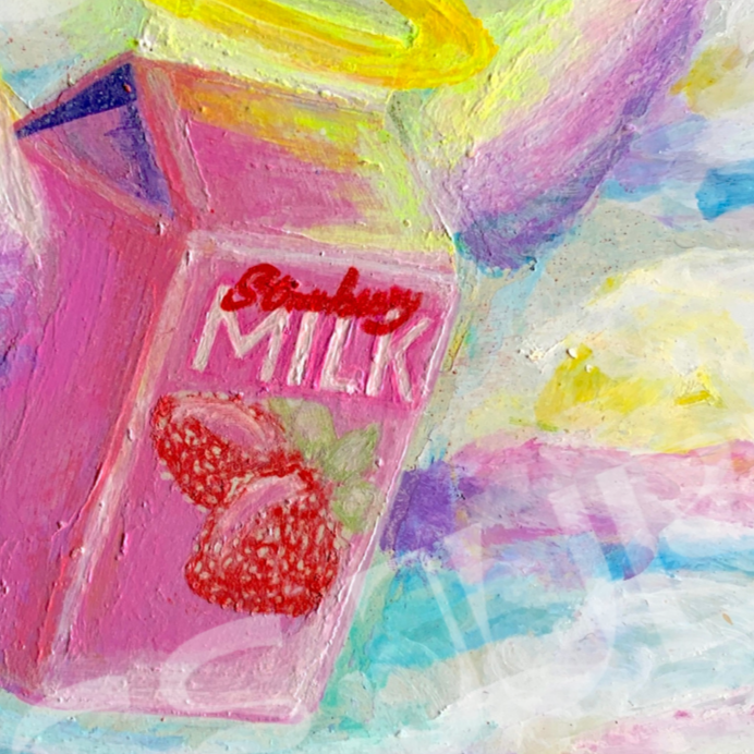 'Strawberry Milk in Heaven' Original Painting