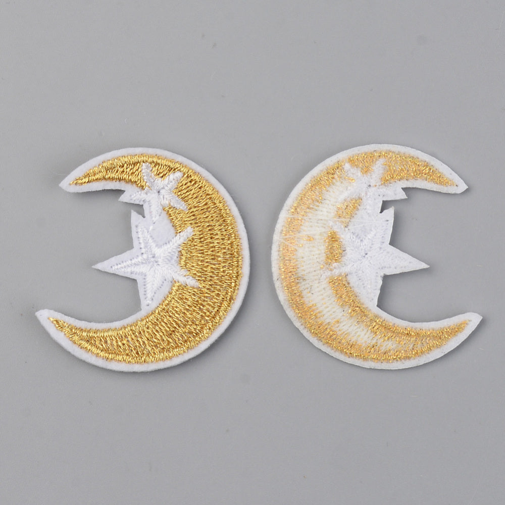 Gold Moon - Embroidered Iron-On Patch